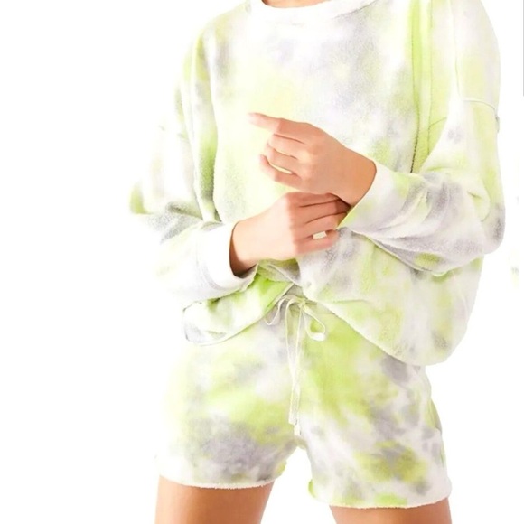 Free People Pants - Free People Intimately Kelly Shorts Tie Dye Lime Green Size Medium